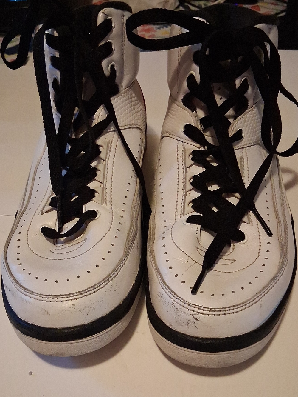 Jordon 2s Youth White High-Top Athletic Sneakers with Black Laces